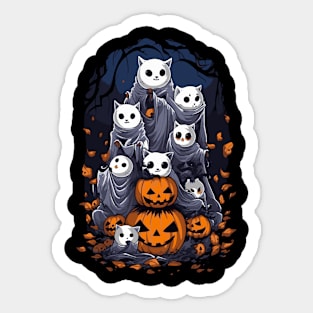 Halloween Cats Ghosts Family for Spooky Season. Sticker